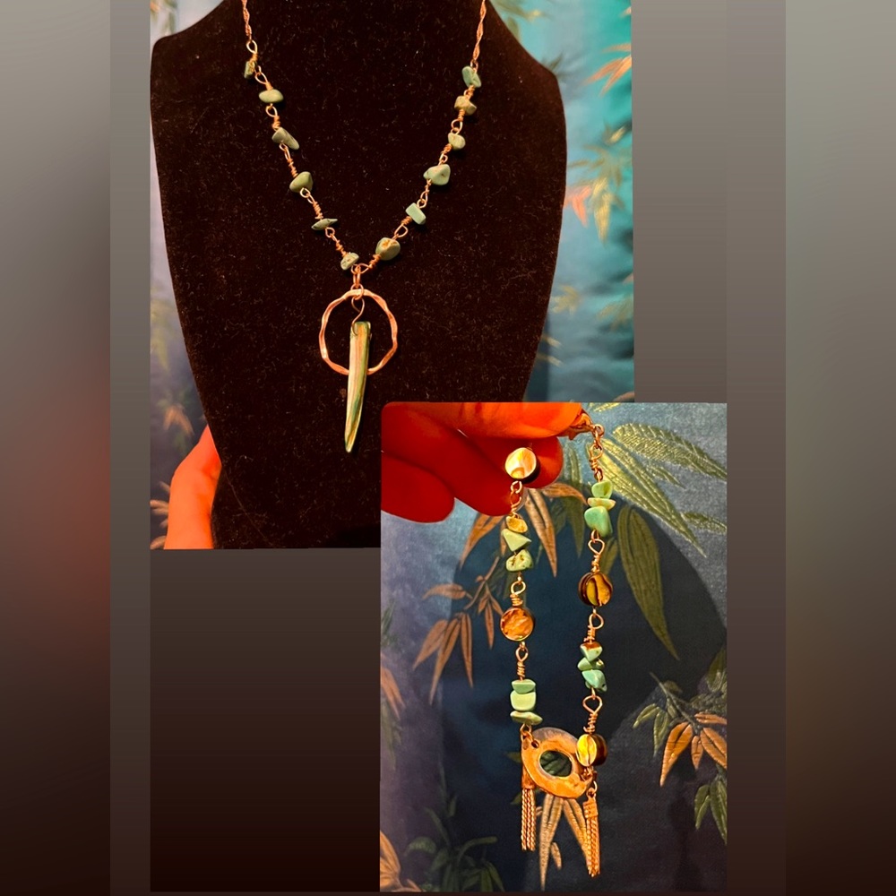 Shell & Abalone Necklace & Bracelet set